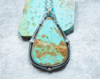 Turquoise Necklace, Sterling Silver, Oxidized, #8 Mine