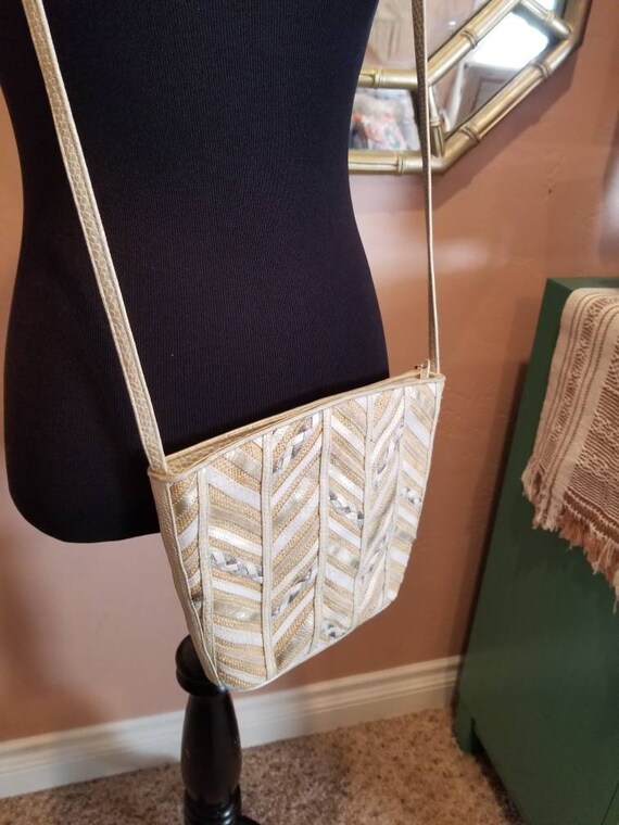 1980s Sharif Chevron Leather Crossbody Bag - image 5