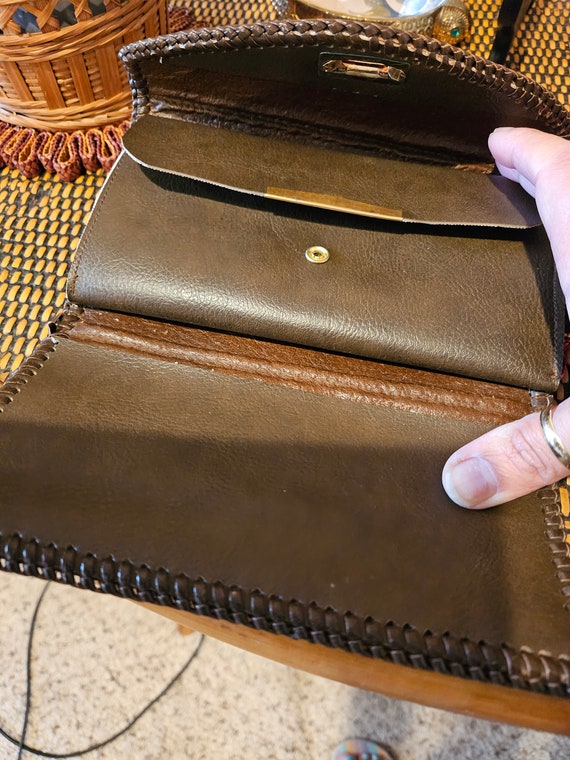 Vintage Handmade Tooled Leather Wallet Clutch Bag - image 4