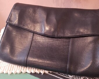 Rare Vintage Codoz Black Leather Clutch Handbag Calf Leather