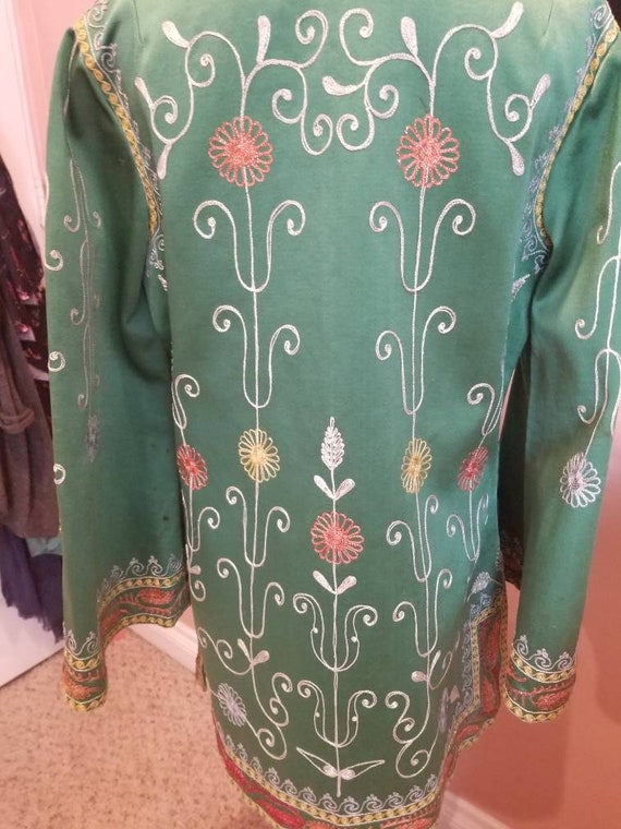 1970s Handmade Embroidered Satin Tunic - image 2