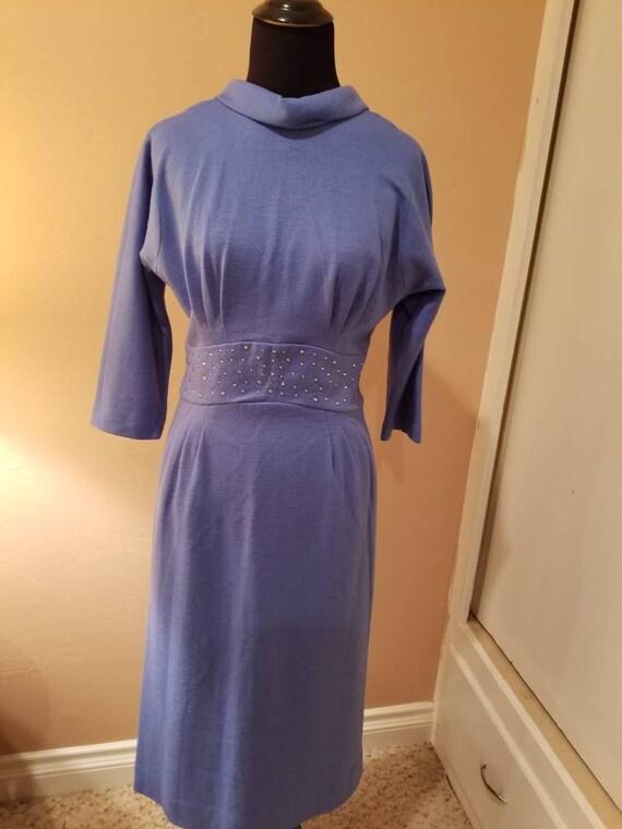 1950s R&K Originals Wool Periwinkle Dress