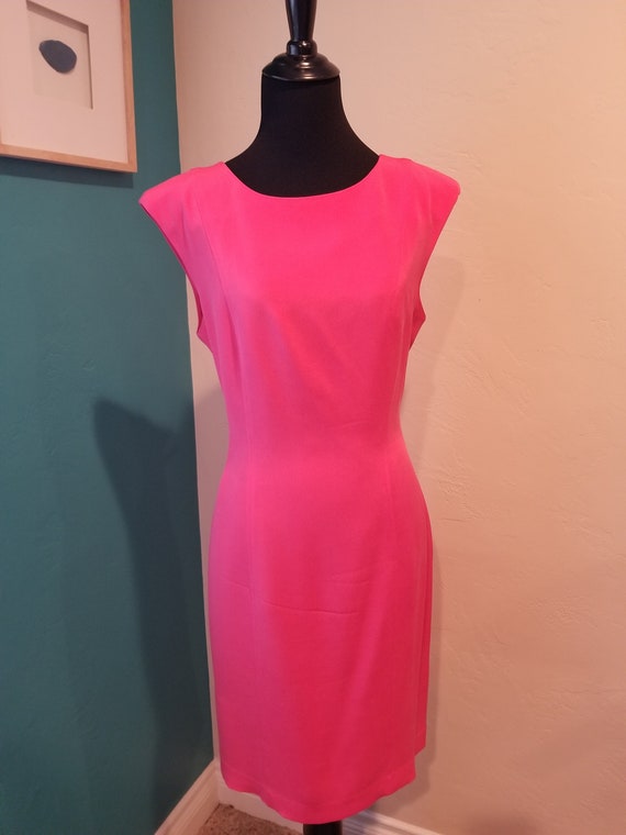 1980s Papell Too 100% Silk Sheath Dress