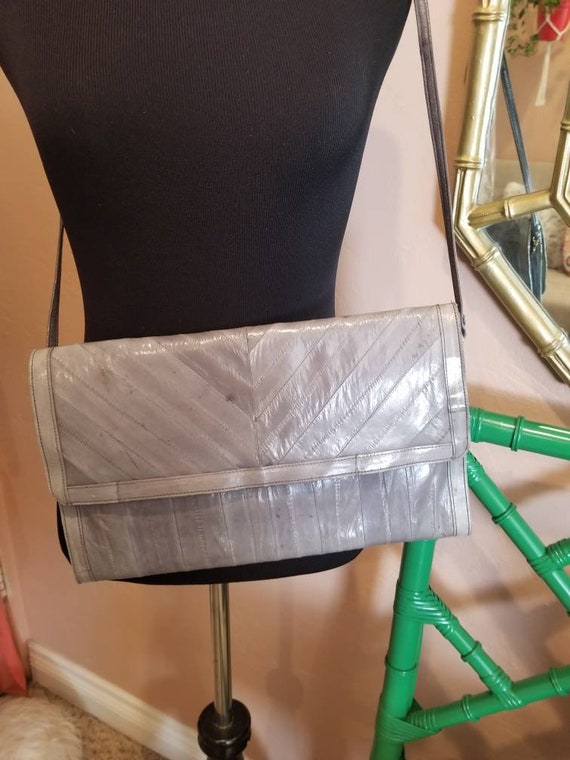 1970s Eel Skin Cluch Handbag
