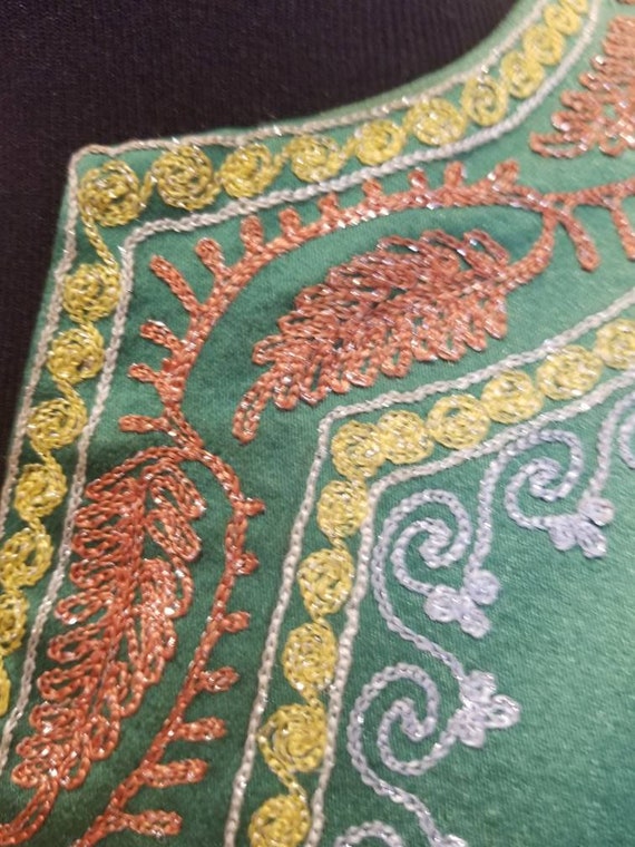 1970s Handmade Embroidered Satin Tunic - image 3