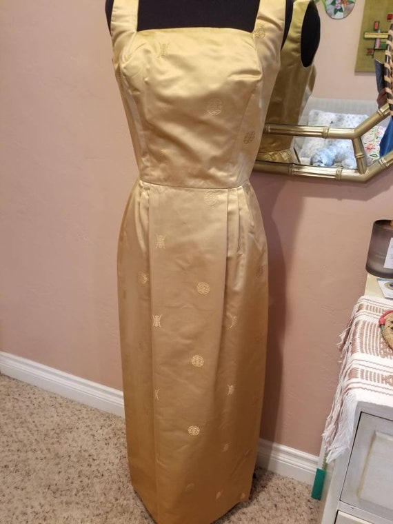 Vintage Satin Asian Inspired Wiggle Maxi Dress - … - image 9