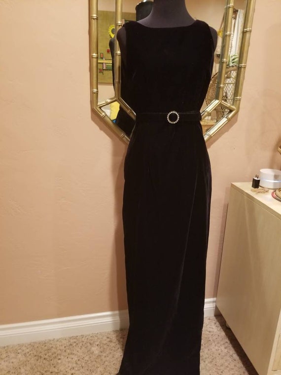 80s Hampton Niles Velvet Maxi Dress
