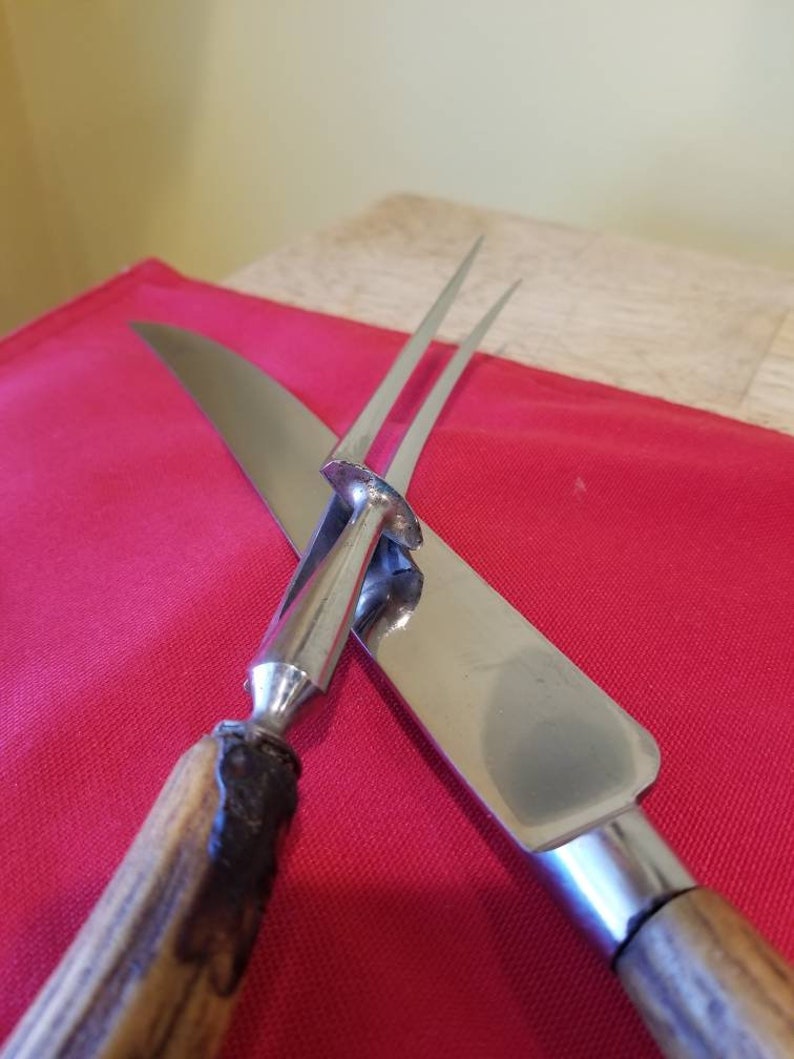 Vtg Geo Wostenholm /& Son Two Piece Antler Handle Carving Set