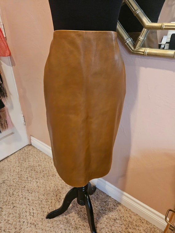 Vintage Soft Leather Zang Toi Pencil Skirt