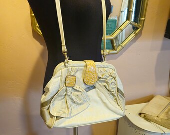 1980s Tffany Rose Leather Crossbody Handbag