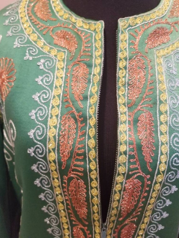 1970s Handmade Embroidered Satin Tunic - image 9