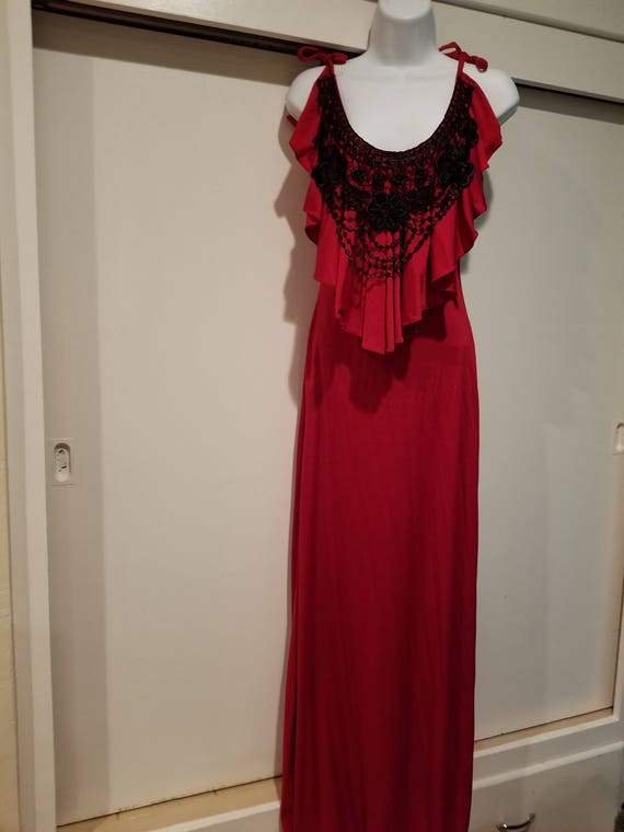 Climax by David Howard Ruffle 1970s Red Hot Dress