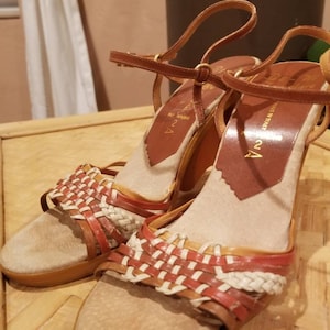 Vintage 70s Strappy Sandal Heels image 1