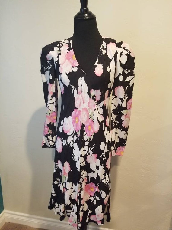 1980s Judy Hornby for IMagnin Silk Floral Dress