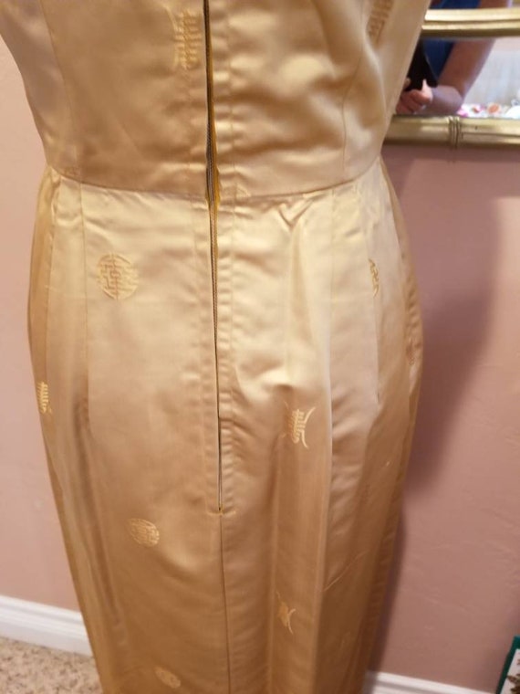 Vintage Satin Asian Inspired Wiggle Maxi Dress - … - image 6