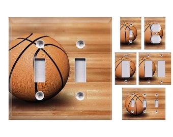 BASKETBALL AND 1 LIGHT SWITCH /& OUTLET COVERS; SPORTY AND COOL!-FREE SHIPPING