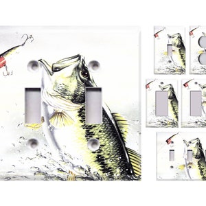 Bass Fishing Themed Light Switch Cover, Outlet Cover - You Choose Style