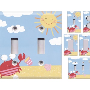 Beach Crab Themed Light Switch Cover, Outlet Cover - You Choose Style