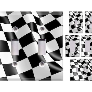 Checkered Flag  Themed Light Switch Cover, Outlet Cover - You Choose Style