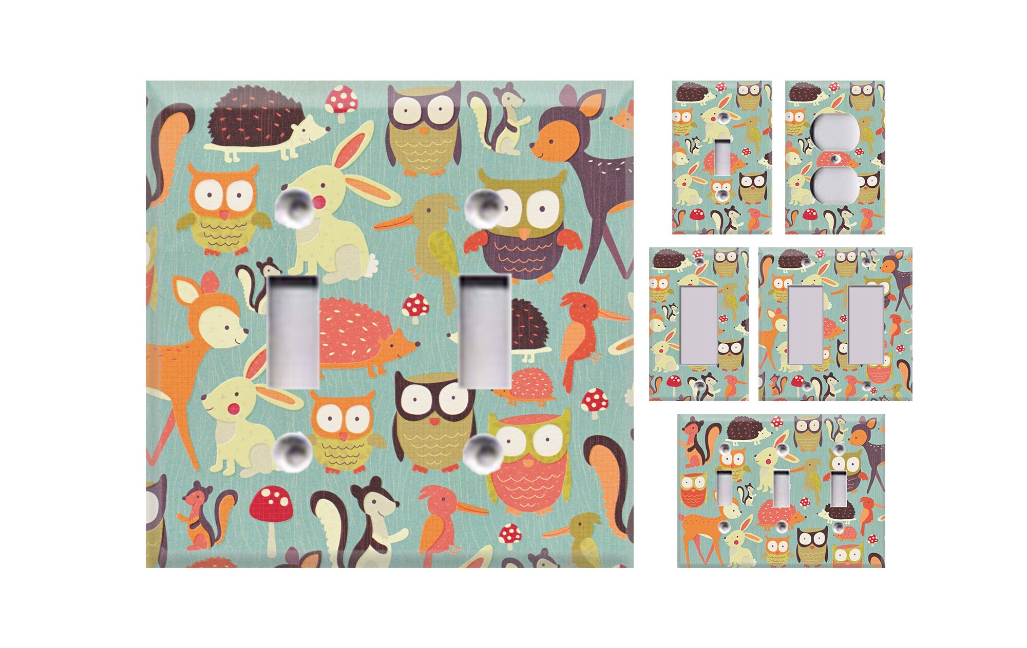 Tiny Woods - Forest Animals Themed Light Switch Cover, Outlet Cover ...