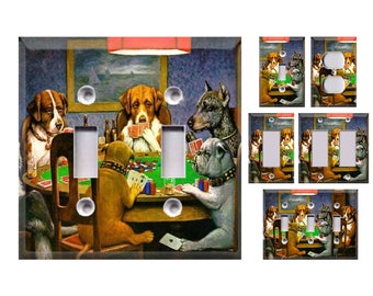 Dogs Playing Poker  Themed Light Switch Cover, Outlet Cover - You Choose Style