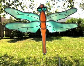 stained glass dragonfly