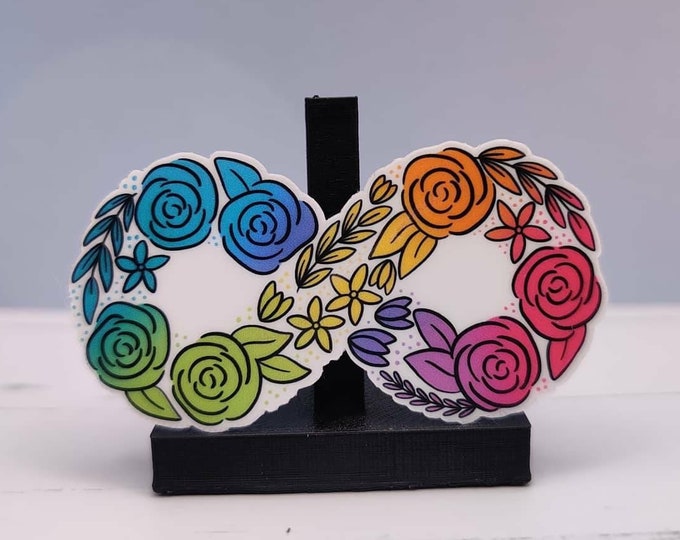 Floral Neurodiversity Vinyl Sticker, Water Bottle Sticker, Waterproof Sticker, ADHD Sticker, Autism Sticker, Flower Sticker