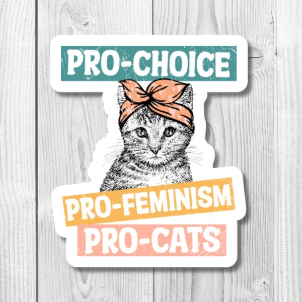 Pro-Choice, Pro-Feminism, Pro-Cats Vinyl Die Cut Sticker, Feminist Stickers, Feminism, Laptop Sticker