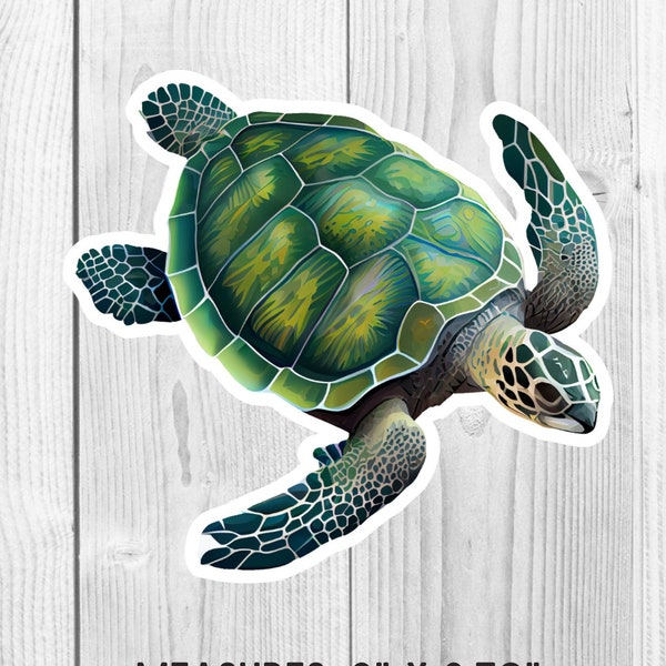 Green Sea Turtle 3" UV-Resistant Sticker, Water Bottle, Laptop Sticker, Nautical Sticker