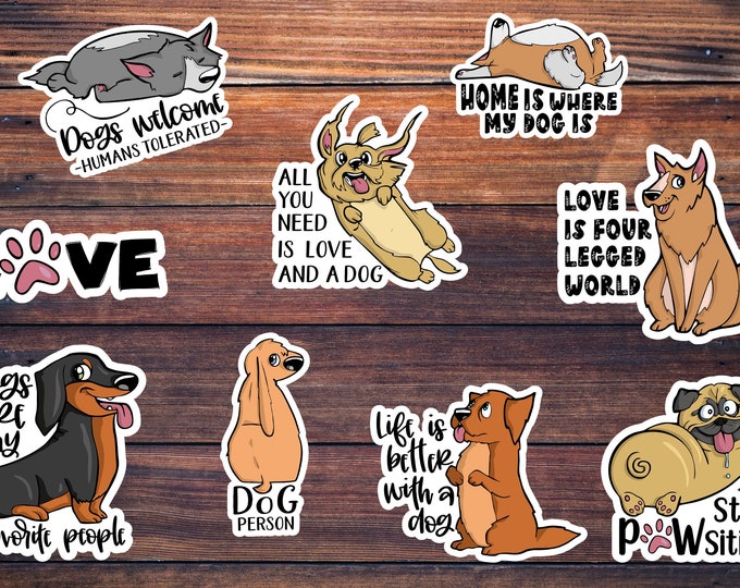 Dog Lover Stickers, Dog Stickers, Dogs, Puppy Stickers, Dog Water Bottle Sticker, Dog Laptop Sticker