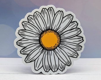 Daisy Vinyl Sticker, Flower Sticker,  Floral Sticker, Water Bottle Sticker, Laptop Sticker, Vinyl Sticker
