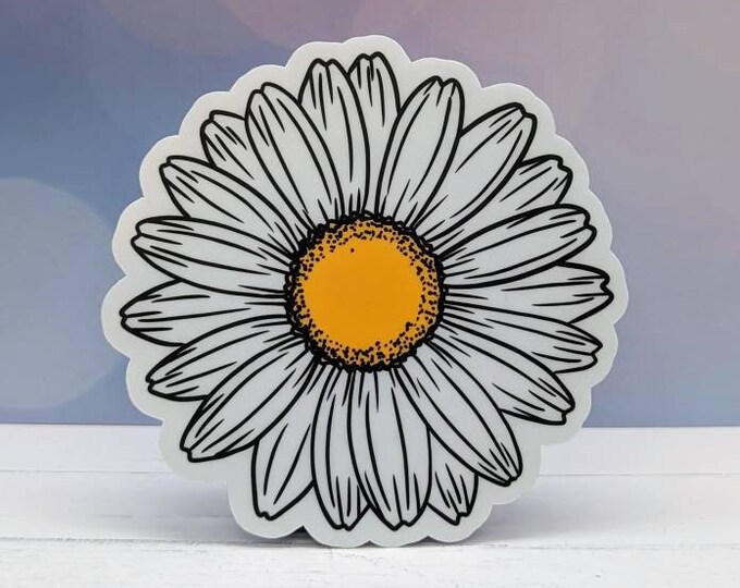 Daisy Vinyl Sticker, Flower Sticker,  Floral Sticker, Water Bottle Sticker, Laptop Sticker, Vinyl Sticker