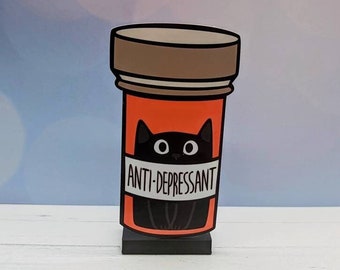 Anti-Depressant Cat Prescription Vinyl Sticker