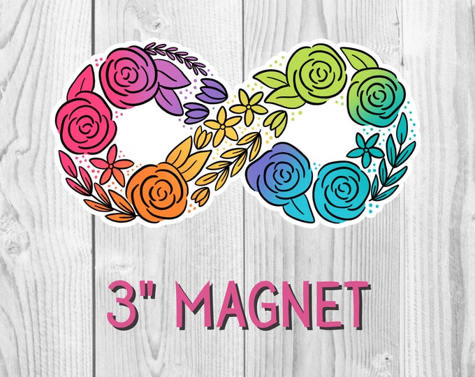 Floral Neurodiversity Refrigerator Magnet, ADHD Magnet, Autism Magnet, Neurodivergent, Car Magnet, Fridge Magnet