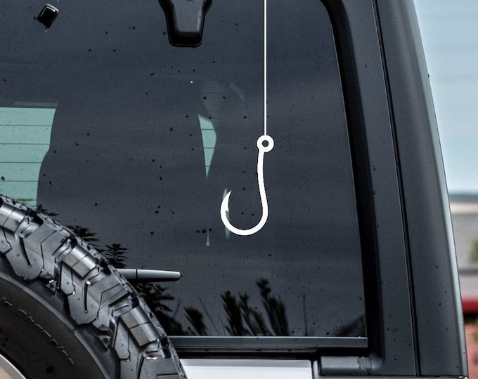 Fish Hook Vinyl Decal, Truck Decal, Boat Decal, Laptop Decal