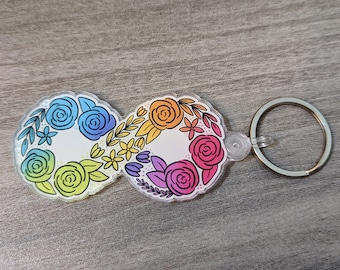 Floral Neurodiversity Keychain, Acrylic Keychain, Neurodivergent Keychain, ADHD, Autism
