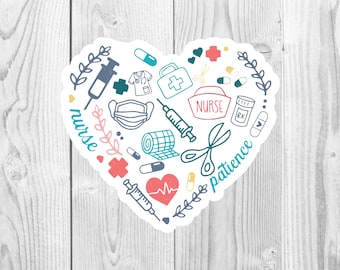 Nurse Heart Vinyl Die-Cut Sticker, Water Bottle Sticker, Laptop Sticker, Phone Sticker