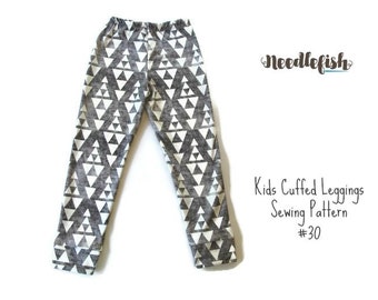 KIDS CUFFED LEGGINGS Sewing Pattern - Hipster Leggings Pattern - Sizes 3-8 - Easy Leggings Pattern - Toddler Leggings Pattern