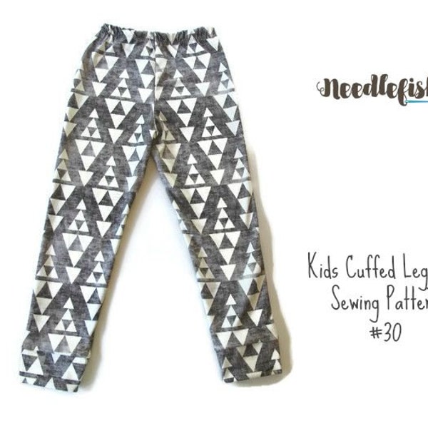 KIDS CUFFED LEGGINGS Sewing Pattern - Hipster Leggings Pattern - Sizes 3-8 - Easy Leggings Pattern - Toddler Leggings Pattern