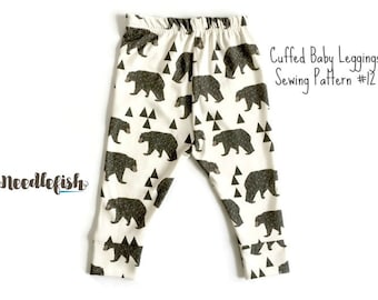 BABY LEGGINGS w/ CUFFS Sewing Pattern - Cuffed Baby Leggings Sewing Pattern - Baby Pants Sewing Pattern - Sizes 0 - 24 mo