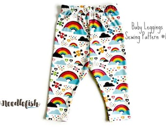 BABY LEGGINGS SEWING Pattern - No-Cuff Baby Leggings - Infant Leggings - No cuff Infant Leggings - Easy Sewing Pattern