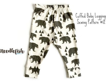 BABY LEGGINGS w/ CUFFS Sewing Pattern - Baby Leggings Sewing Pattern - Sizes 0mo - 24 mo - Cloth Diaper Cover
