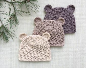 Baby boy newborn hat with ears, Crochet baby bear hat, Newborn boy beanie hat, Photography prop for newborn pictures, Coming home outfit