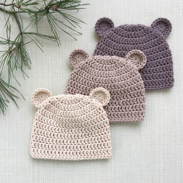 Baby boy newborn hat with ears, Crochet baby bear hat, Newborn boy beanie hat, Photography prop for newborn pictures, Coming home outfit