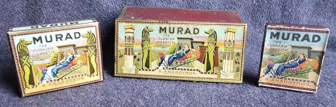 Beautiful Collection of 3 Murad Tobacco Tin & 2 Boxes 1930s Cigarette ...