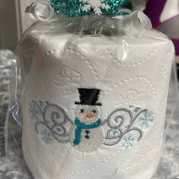 Snowman swirly design on Toilet Paper spare roll