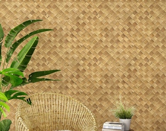 Palm effect Diagonal wallpaper ( Natural )