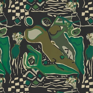 Carta da parati con figurine - verde oliva + verde kelly