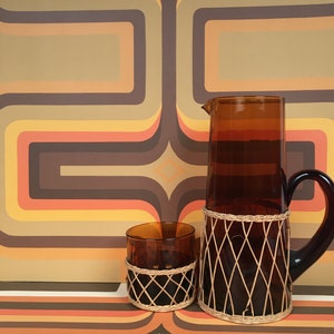 1970s Retro wallpaper, Tan, beige + Orange