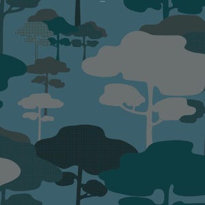 Carta da parati albero nuvola - Blu